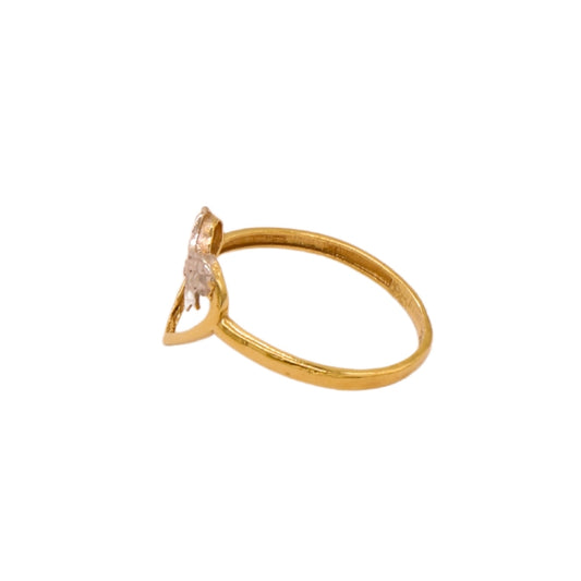 Gold 18KT Heart Bow Accent Ring
