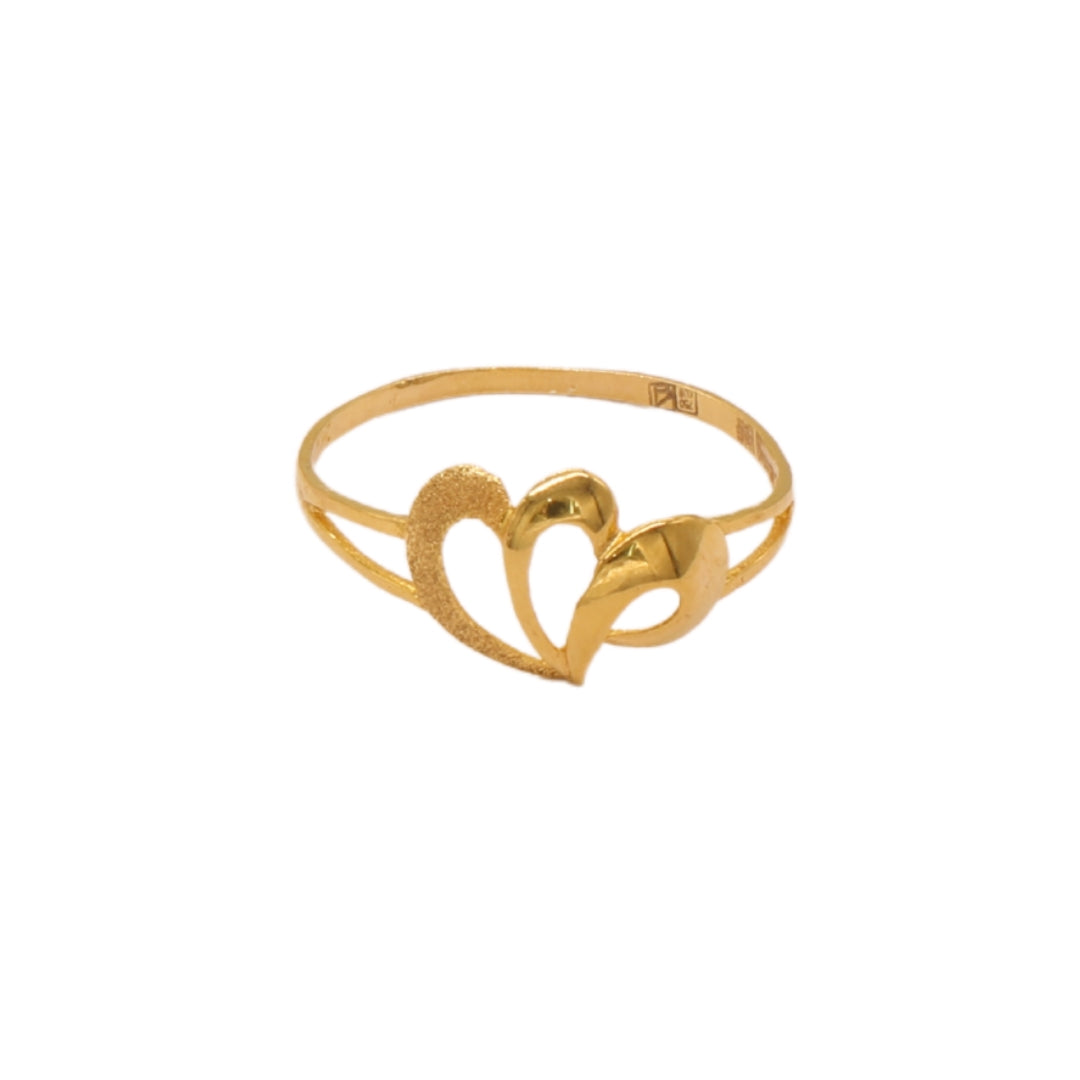 Gold 18KT Twin Heart Open Ring