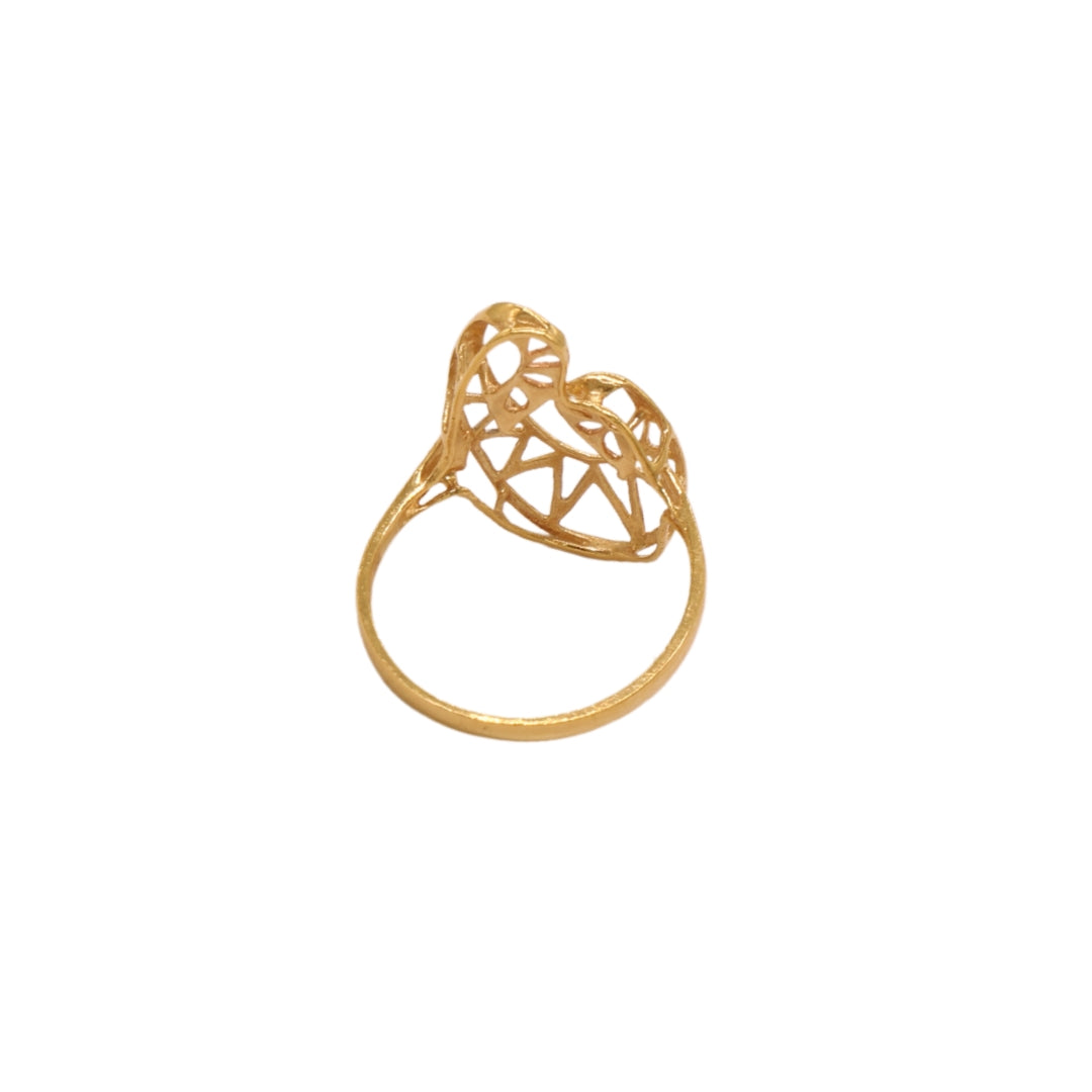 Gold 18KT Openwork Heart Design Ring