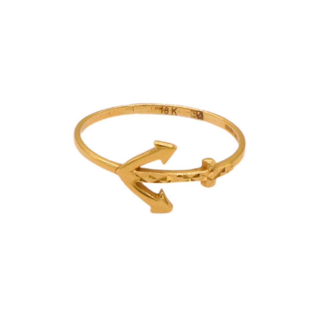 Gold 18KT Anchor Symbol Ring