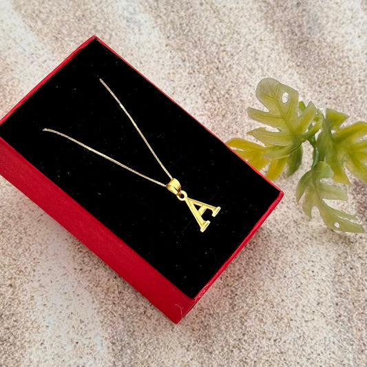 Gold 18KT 16 Inches 'A' Initial Necklace