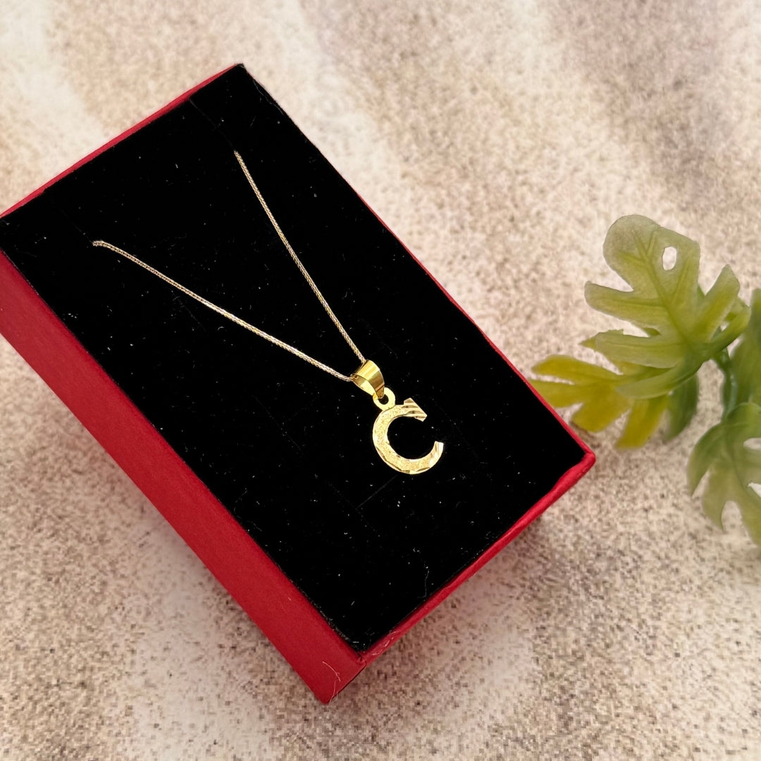 Gold 18KT 'C' Initial Necklace