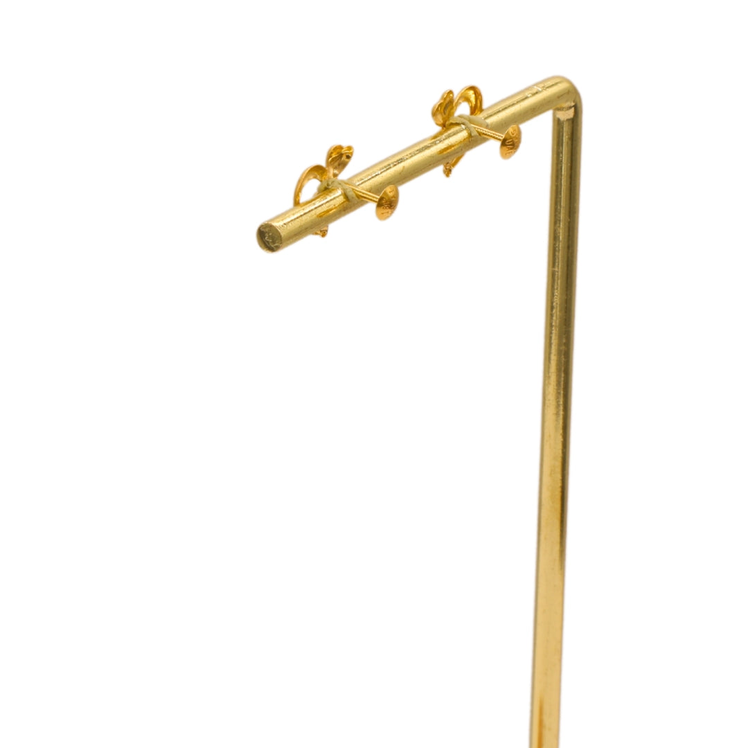 Gold 18KT Double Heart Loop Stud Earrings