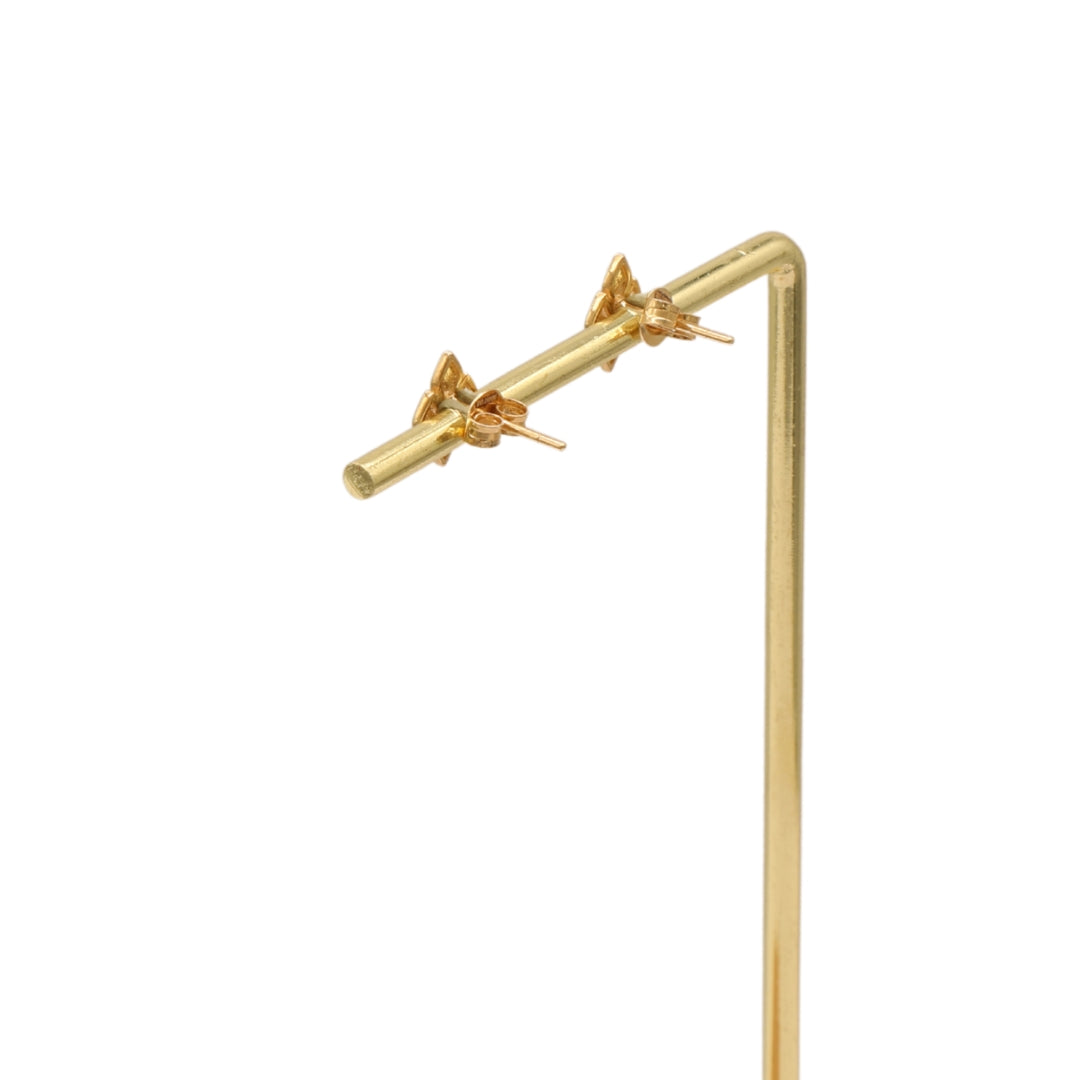 Gold 18KT Cluster Drop Stud Earrings