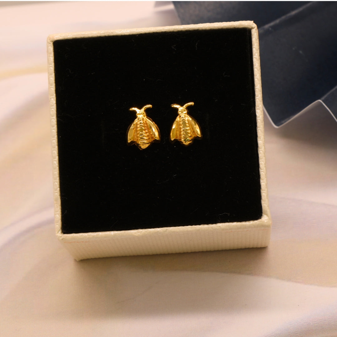 Gold 18KT Honeybee Stud Earrings