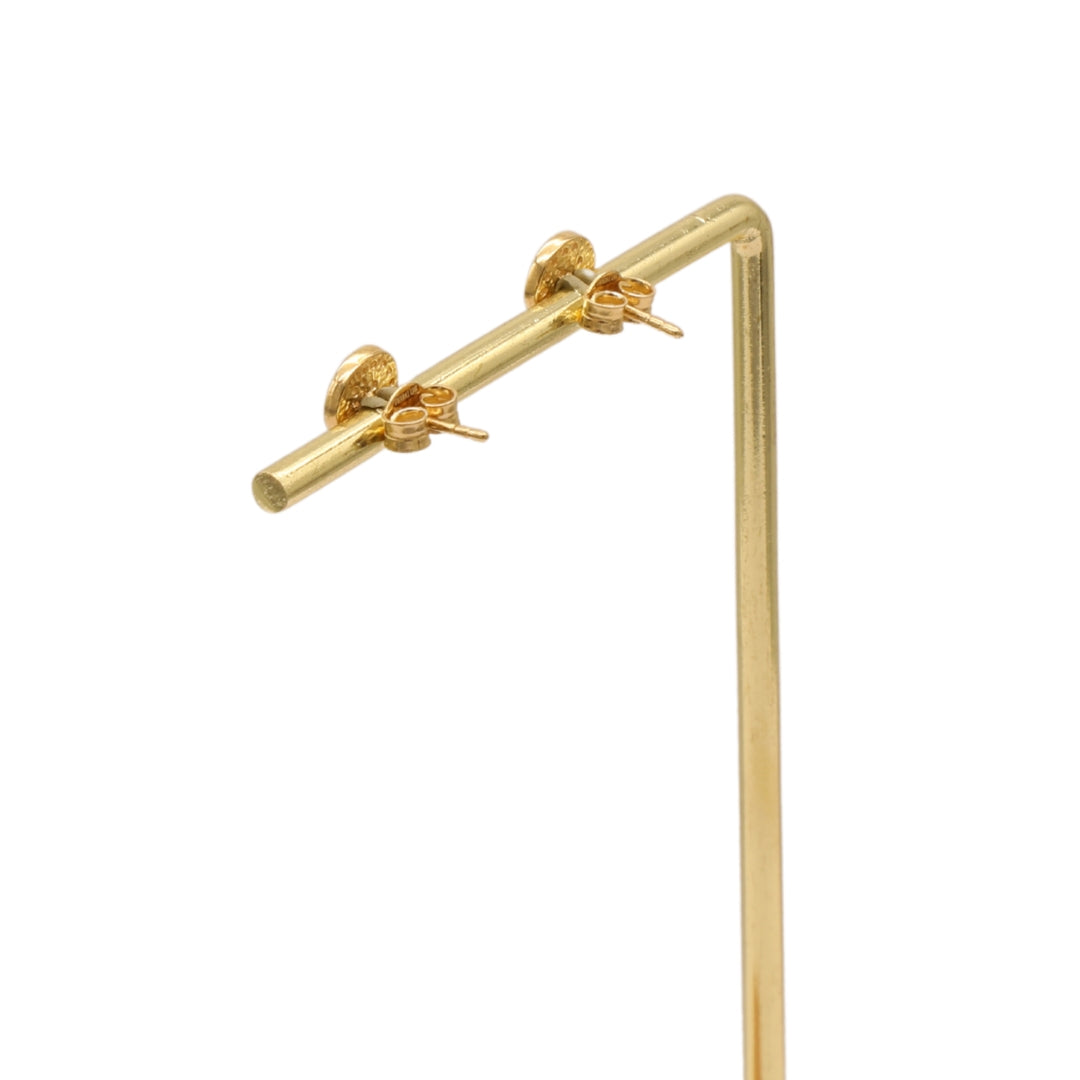 Gold 18KT Round Heart Stud Earrings