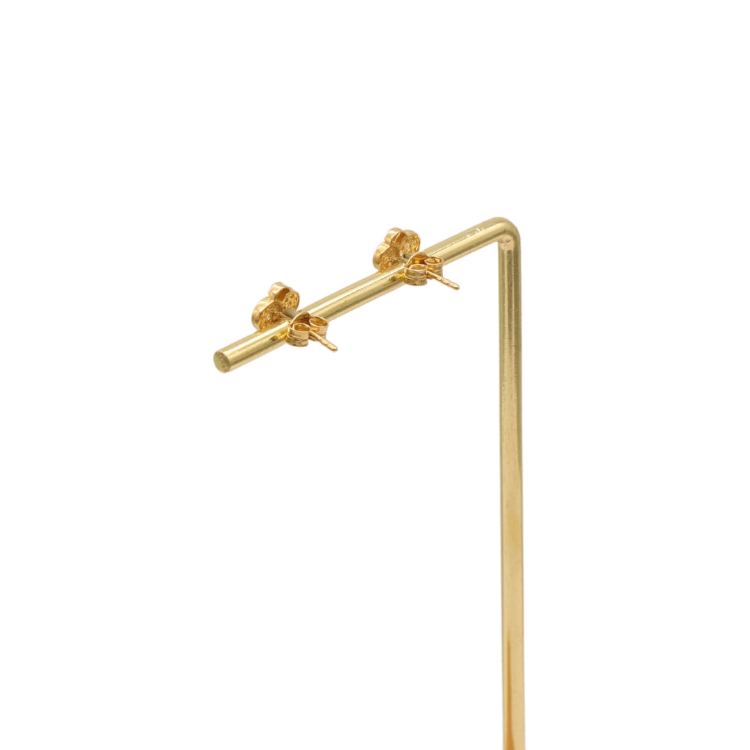 Gold 18KT Double Bloom Stud Earrings