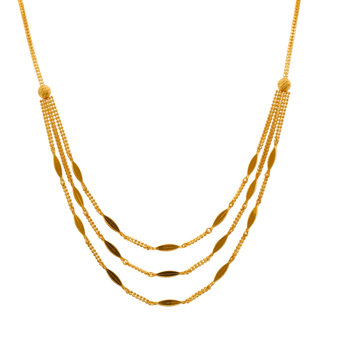 Gold 22KT 18 Inches Leaf Bead Necklace