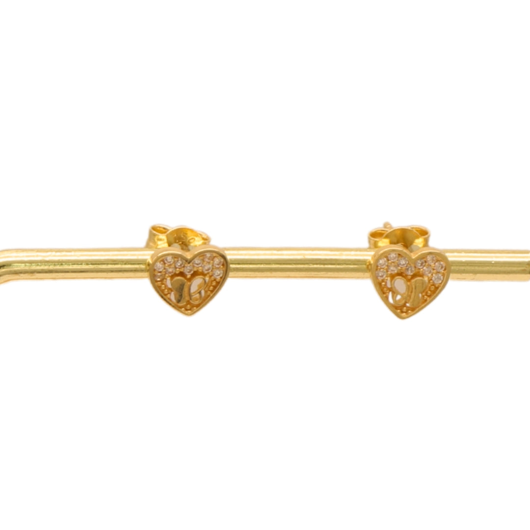 Gold 18KT Baby Feet Heart Stud Earrings