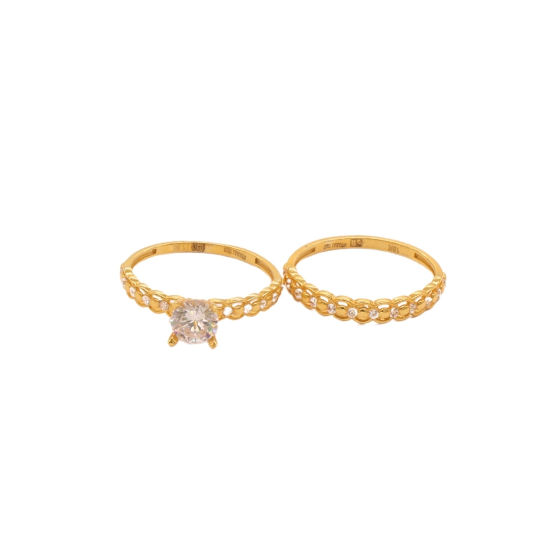 Gold 18KT Stone Studded Dual Band Ring