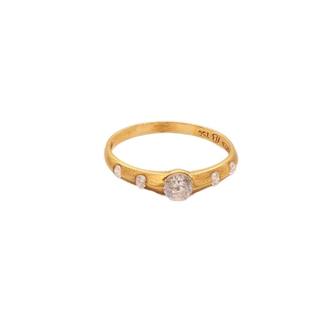 Gold 18KT Slim Solitaire Accent Ring
