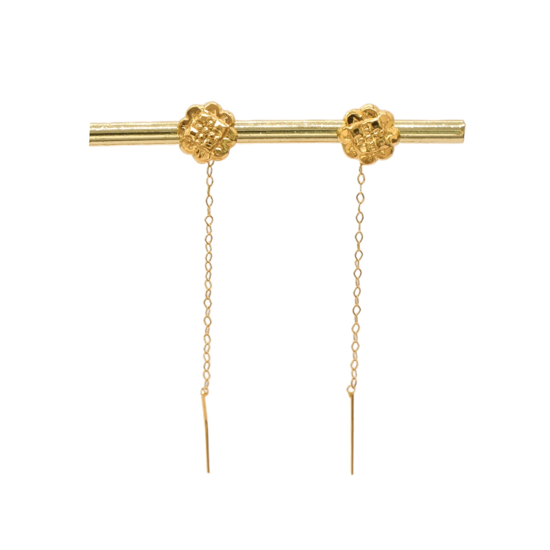 Gold 18KT Floral Drop Earrings