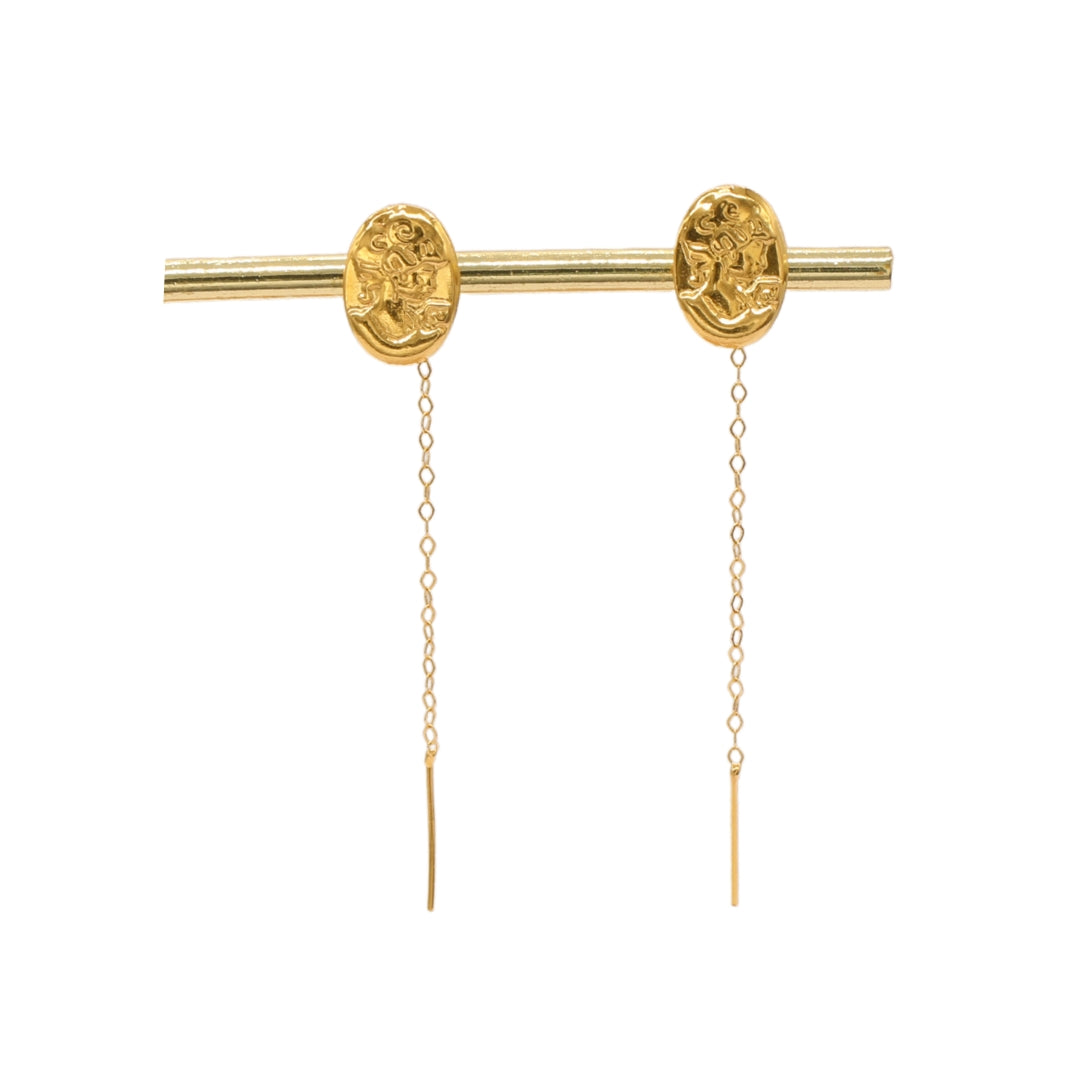 Gold 18KT Coin Motif Earrings