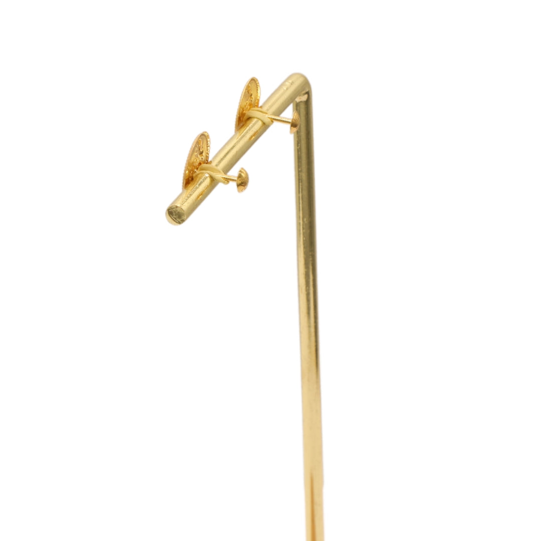 Gold 18KT Coin Leaf Stud Earrings