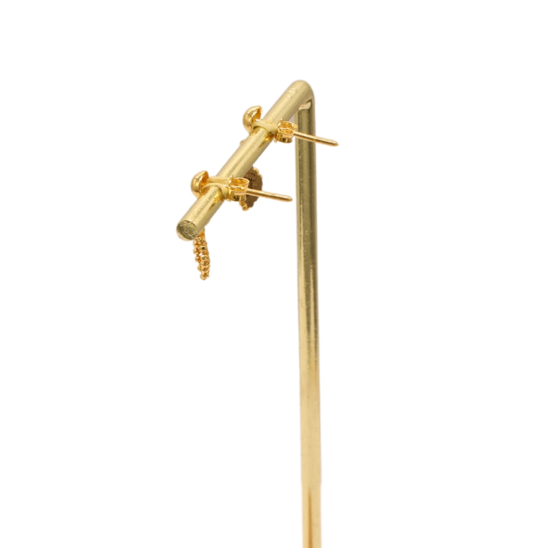 Gold 18KT Textured Oval Drop Earrings