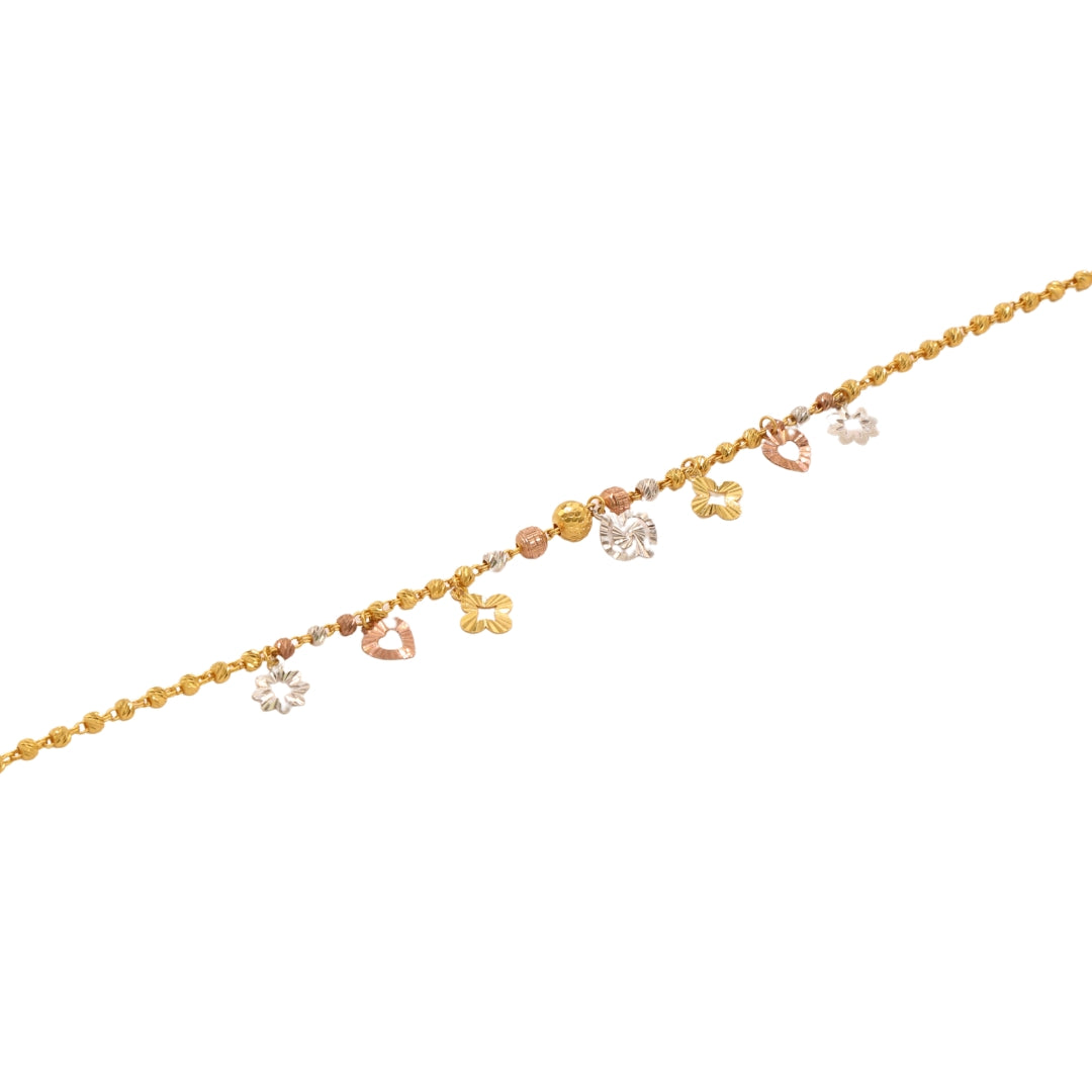 Gold 22KT 7.5 Inches Multicolor Charm Bracelet