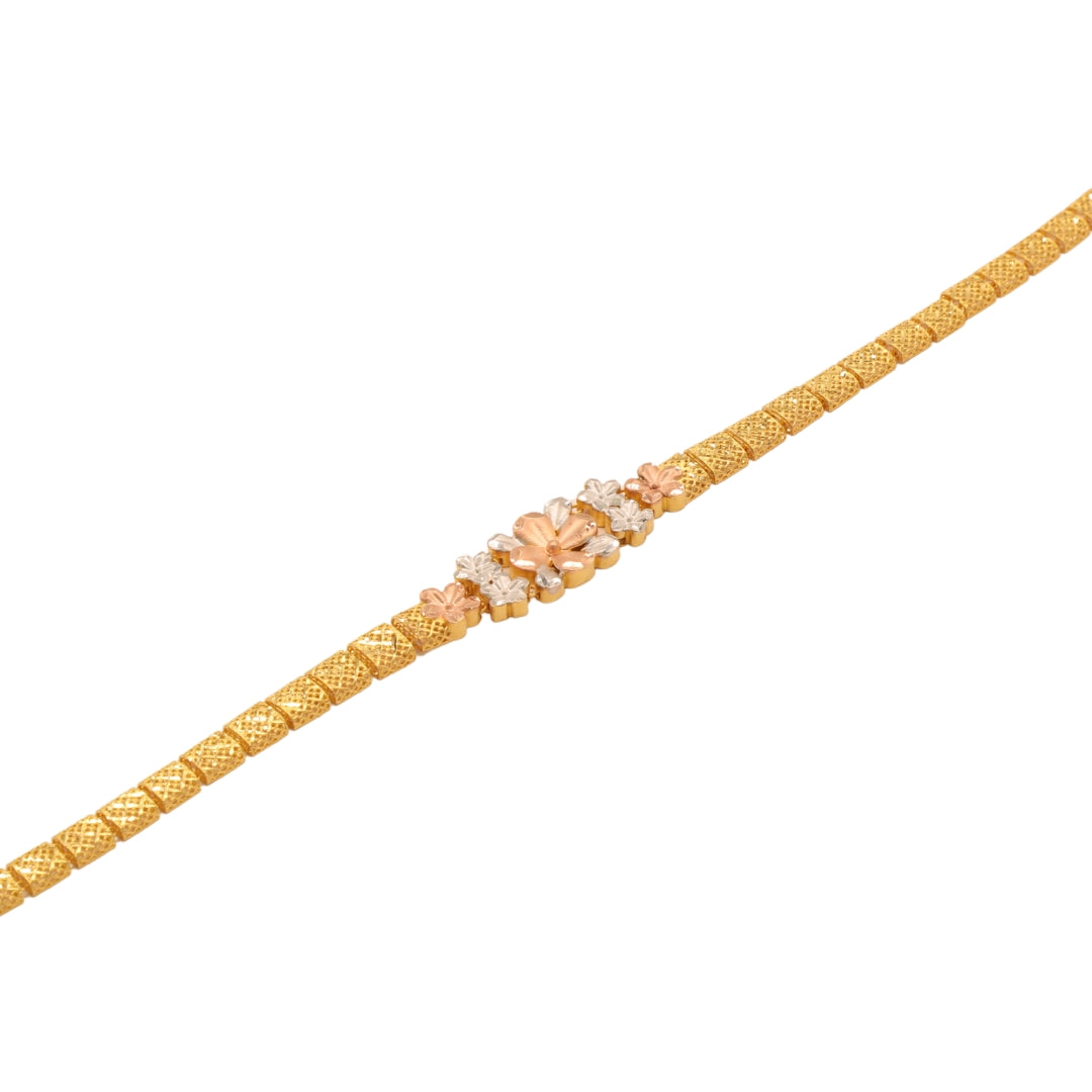 Gold 22KT 7.5 Inches Bold Floral Kada Bracelet