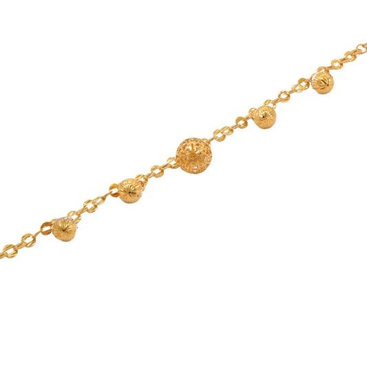 Gold 22KT 7.5 Inches Hanging Bead Charm Bracelet
