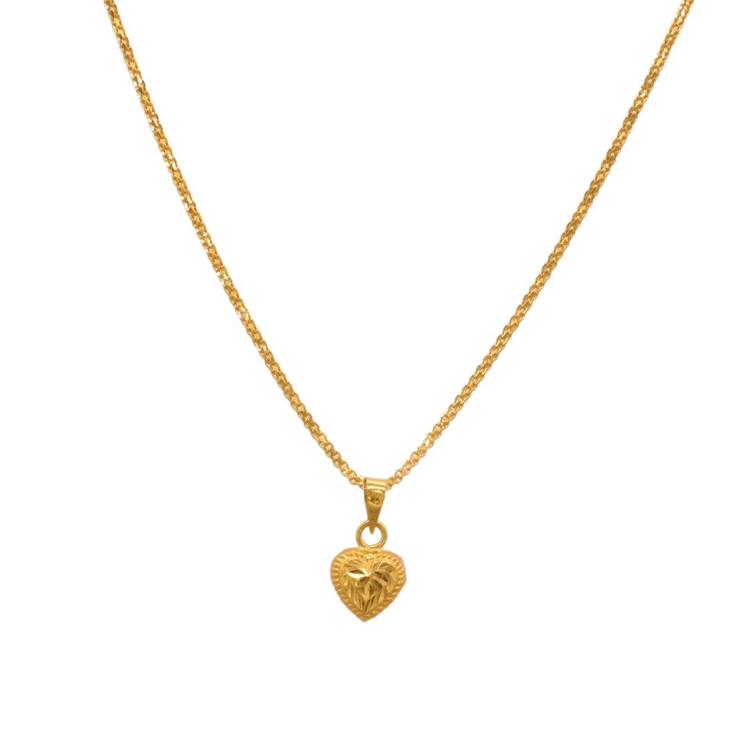 Gold 22KT Bold Heart Pendant Necklace
