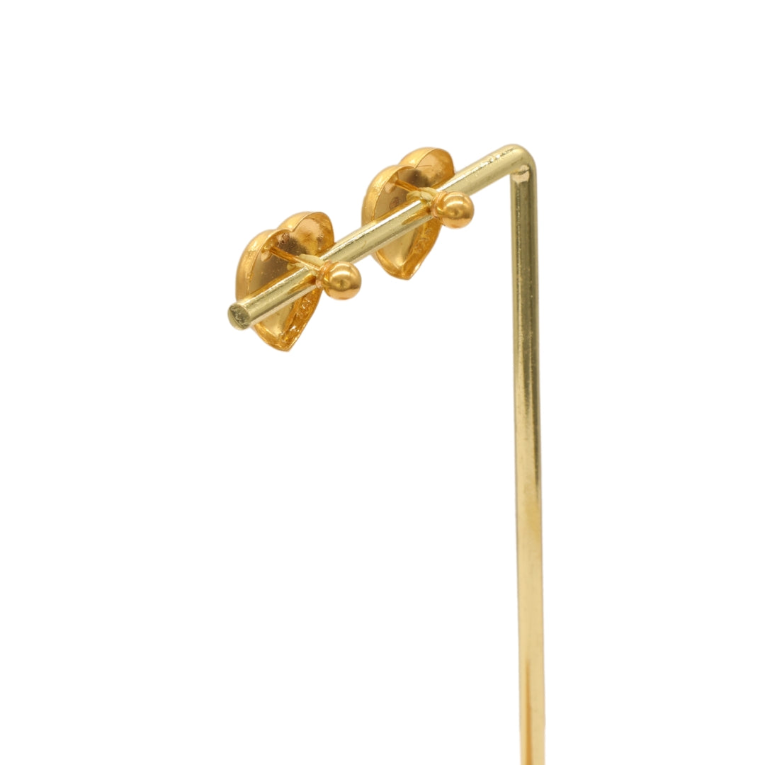 Gold 22KT Engraved Heart Stud Earrings