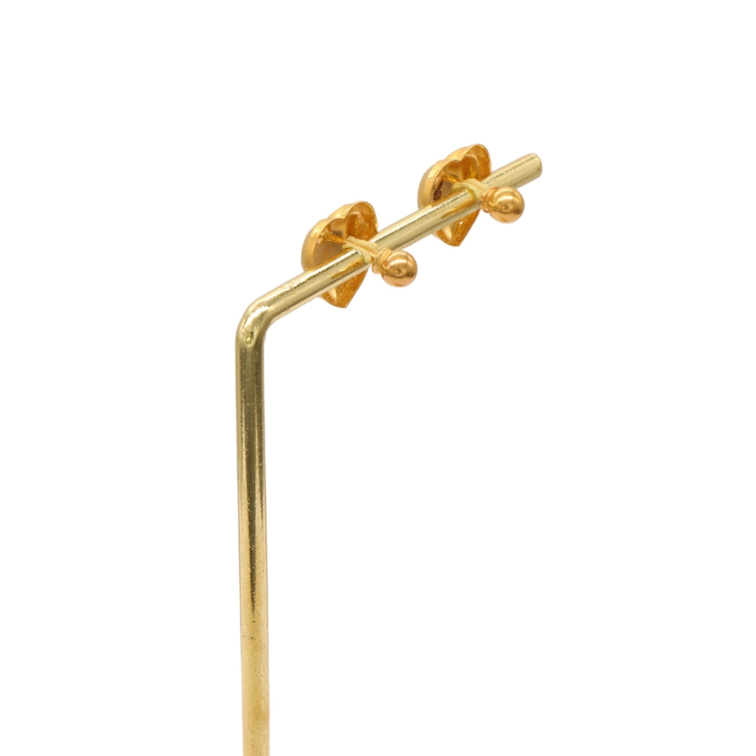 Gold 22KT Etched Heart Stud Earrings