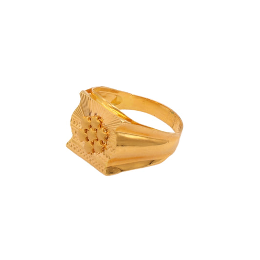 Gold 22KT Men's Floral Block Design Ring