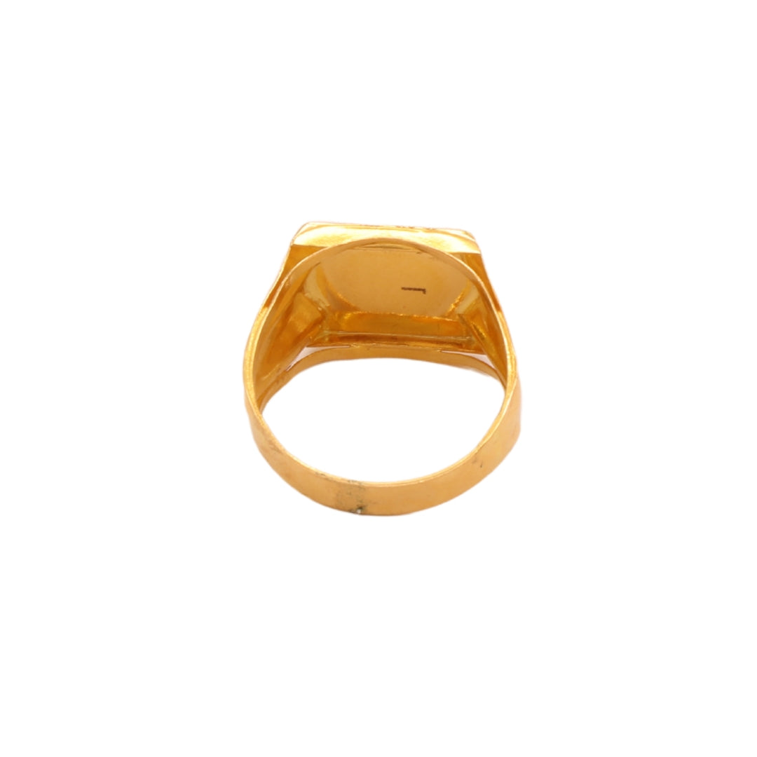Gold 22KT Men's Floral Block Design Ring