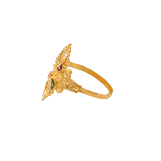 Gold 22KT Floral Gemstone Ring