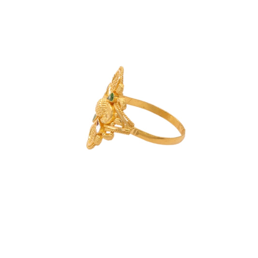 Gold 22KT Floral Diamond-Cut Ring
