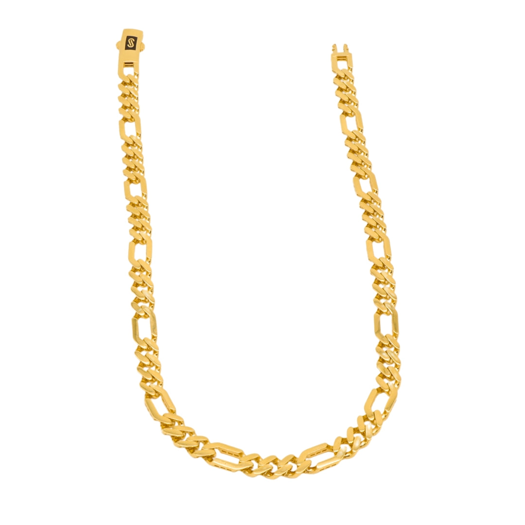 Gold 18KT 18 Inches Figaro Style Chain