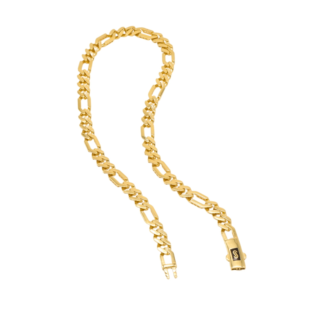 Gold 18KT 18 Inches Figaro Style Chain