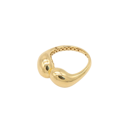 Gold 18KT Twin Teardrop Glossy Ring