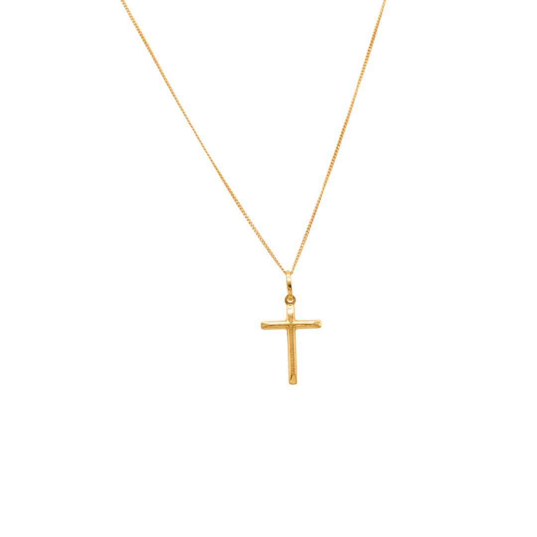 Gold 18KT Classic Cross Pendant Necklace