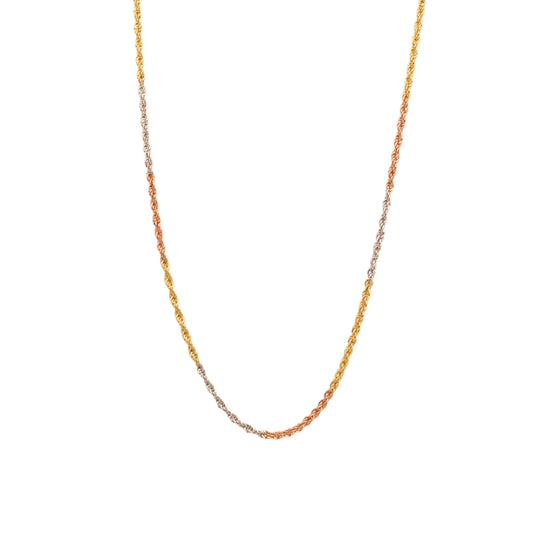 Gold 18KT 18 Inches Tricolor Rope Chain