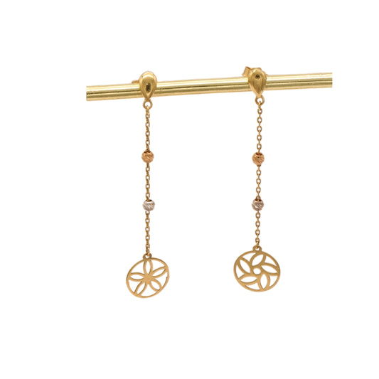 Gold 18KT Floral Drop Earrings