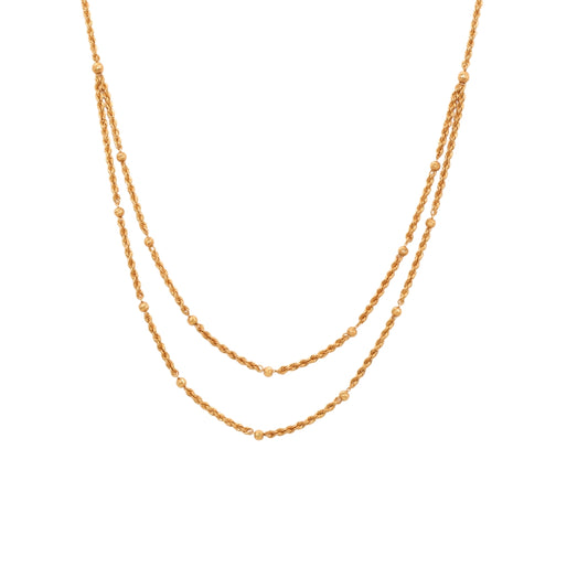 Gold 18KT 20 Inches Double Layer Beaded Necklace