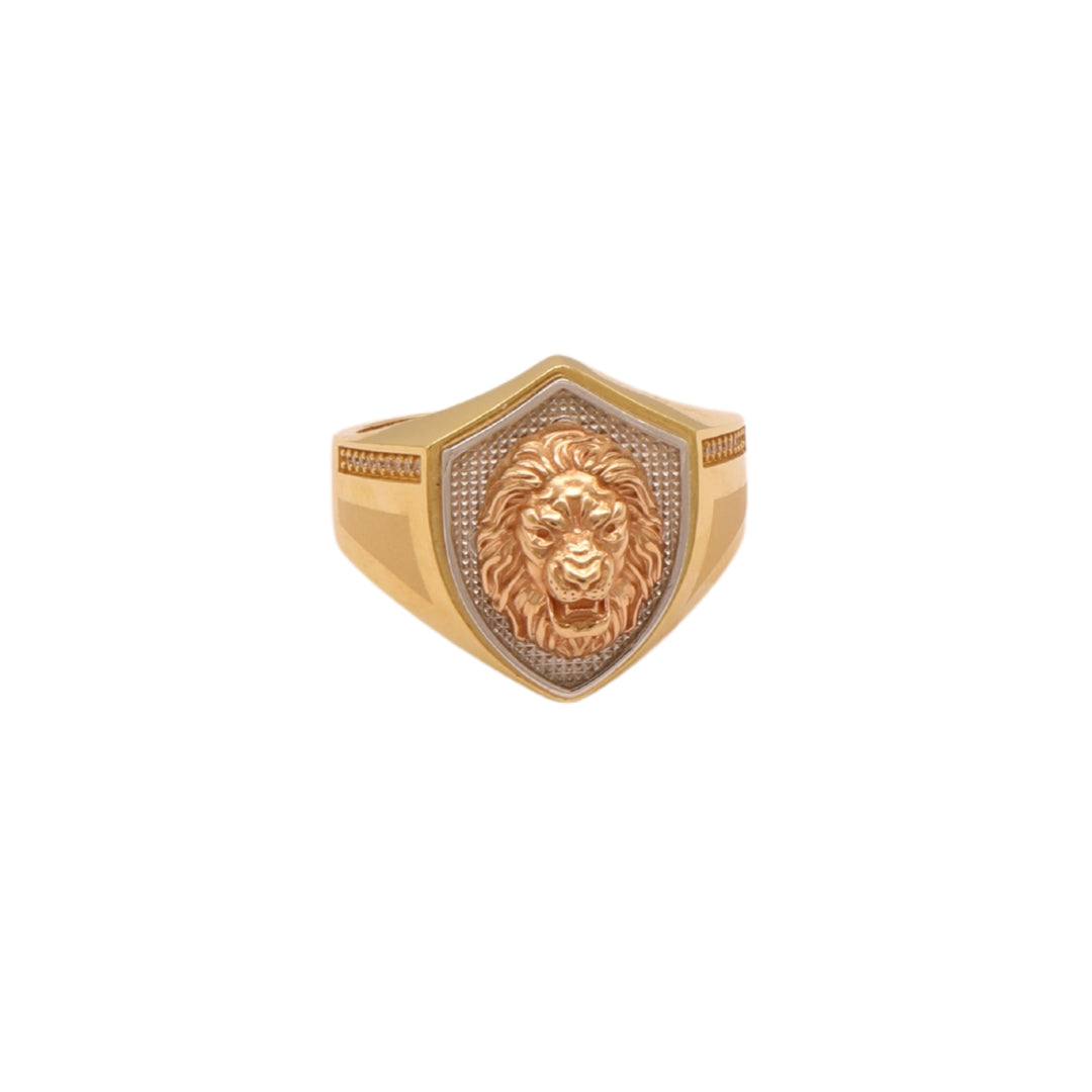 Gold 18KT Men's Lion Head Ring