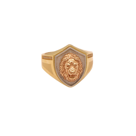 Gold 18KT Men's Lion Head Ring