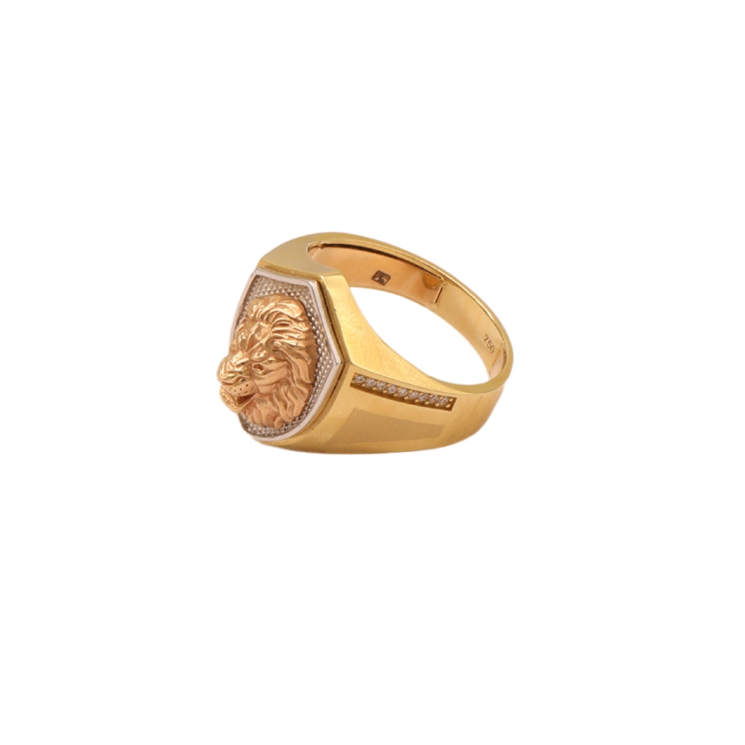 Gold 18KT Men's Lion Head Ring