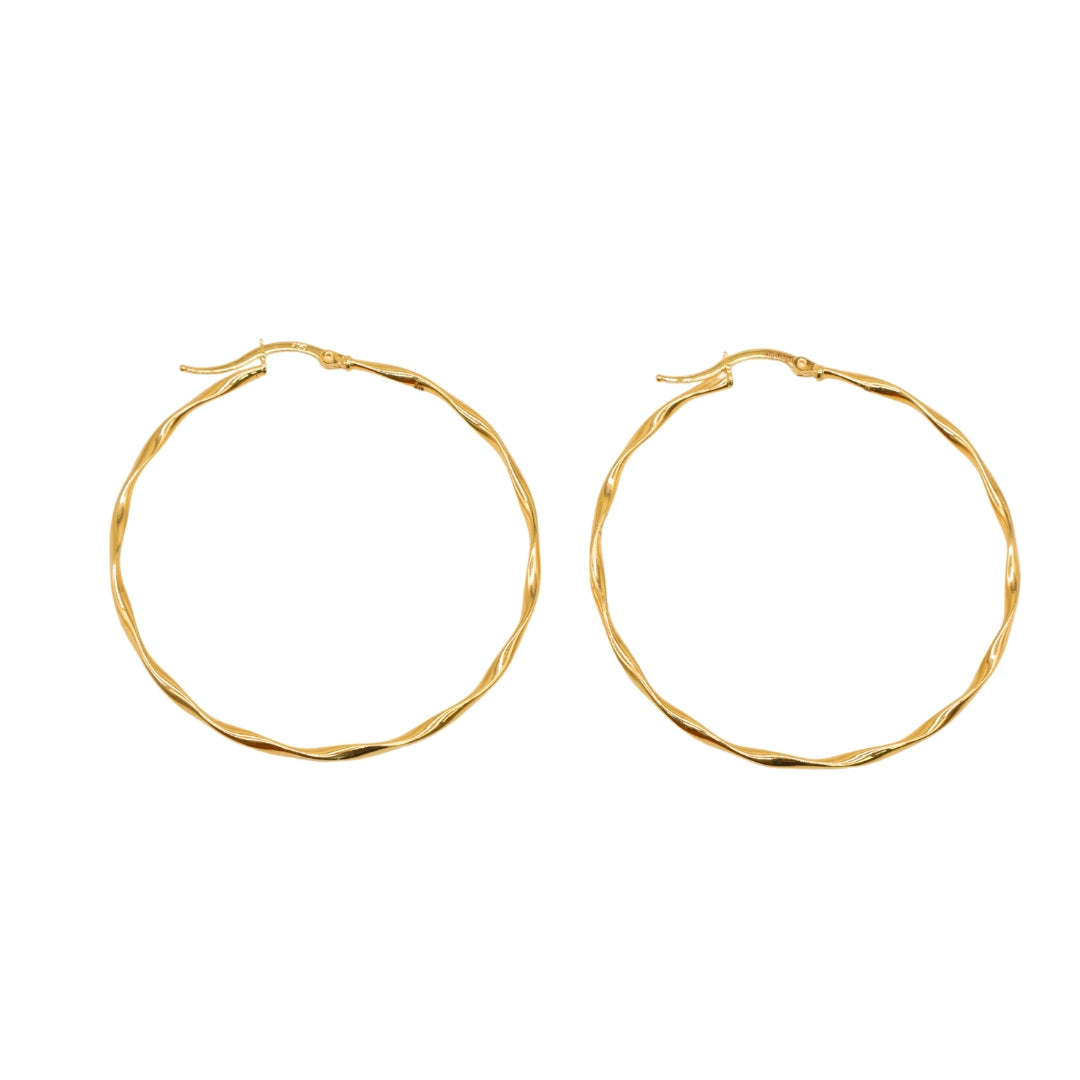 Gold 18KT Twisted Hoop Earrings