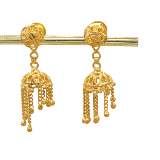 Gold 22KT Dome Chain Jhumka Earrings
