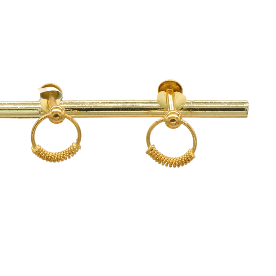 Gold 22KT Mini Textured Hoop Design Stud Earrings