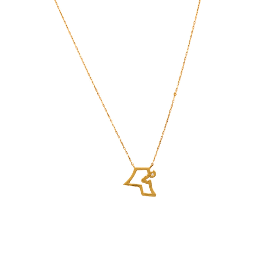 Gold 18KT 18 Inches Kuwait Map Outline Necklace