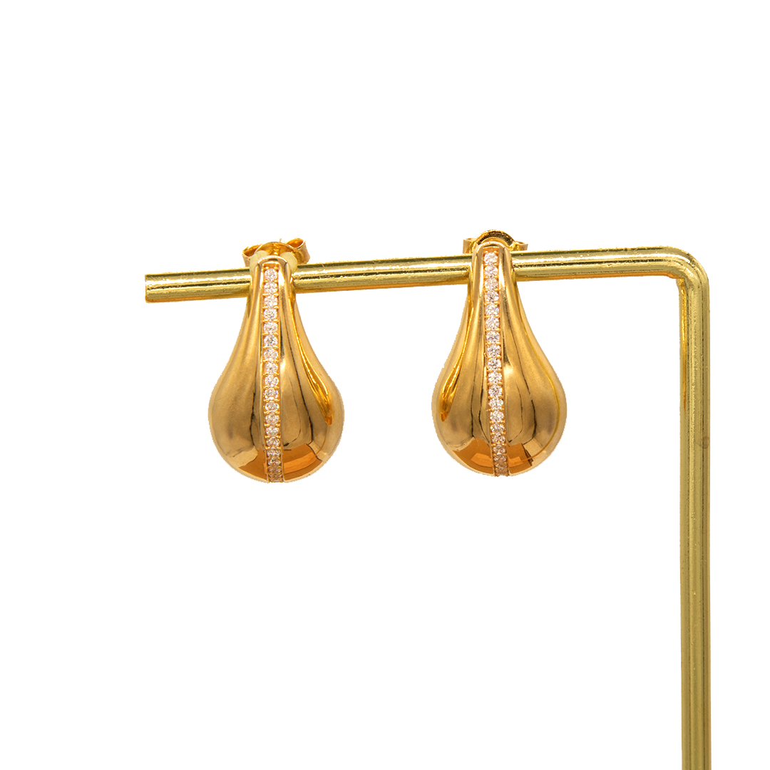 Gold 18KT Teardrop Textured Earrings