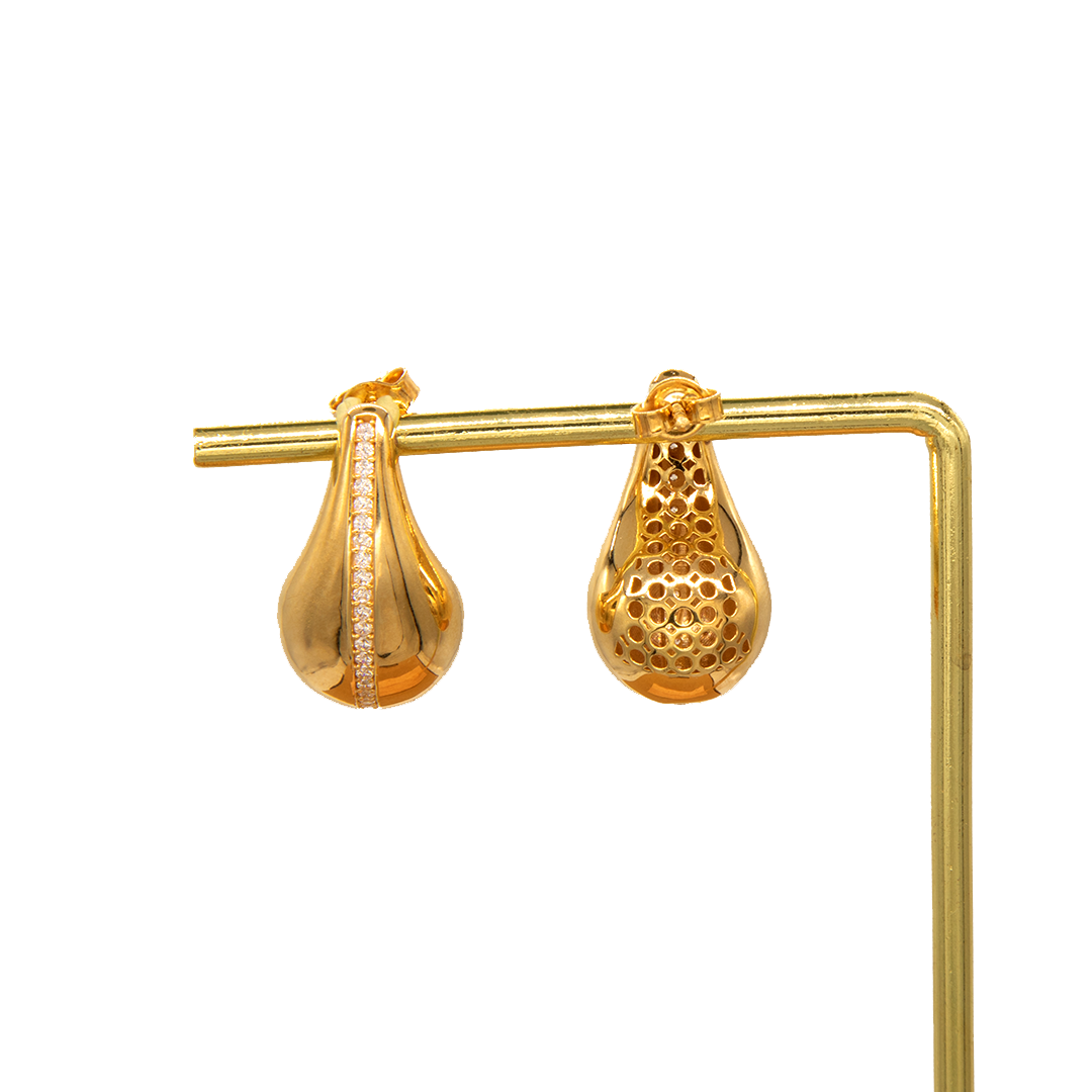 Gold 18KT Teardrop Textured Earrings