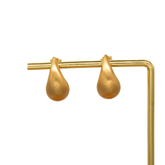 Gold 18KT Matte Teardrop Earrings