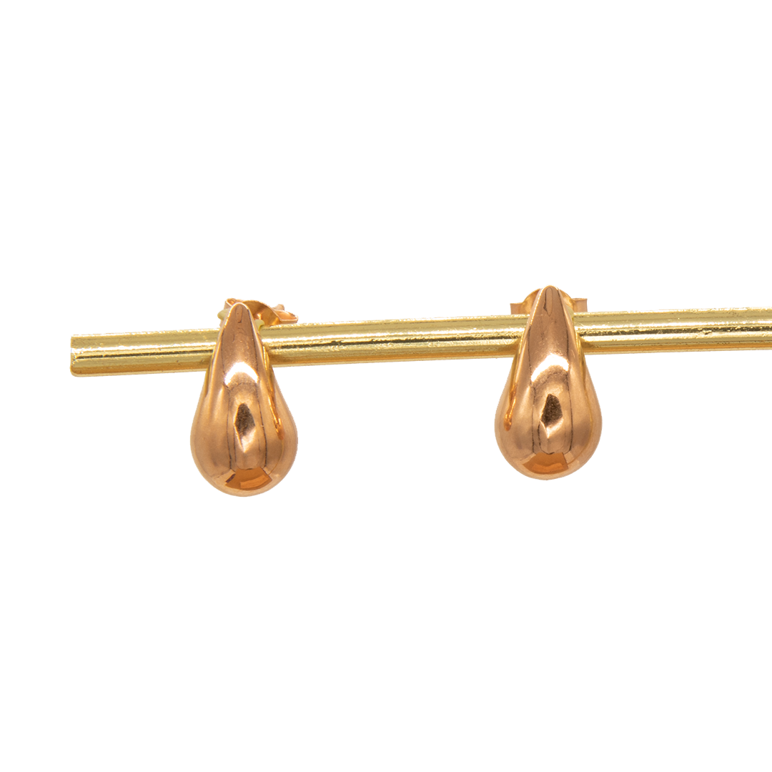Gold 18KT Rose Polished Teardrop Earrings