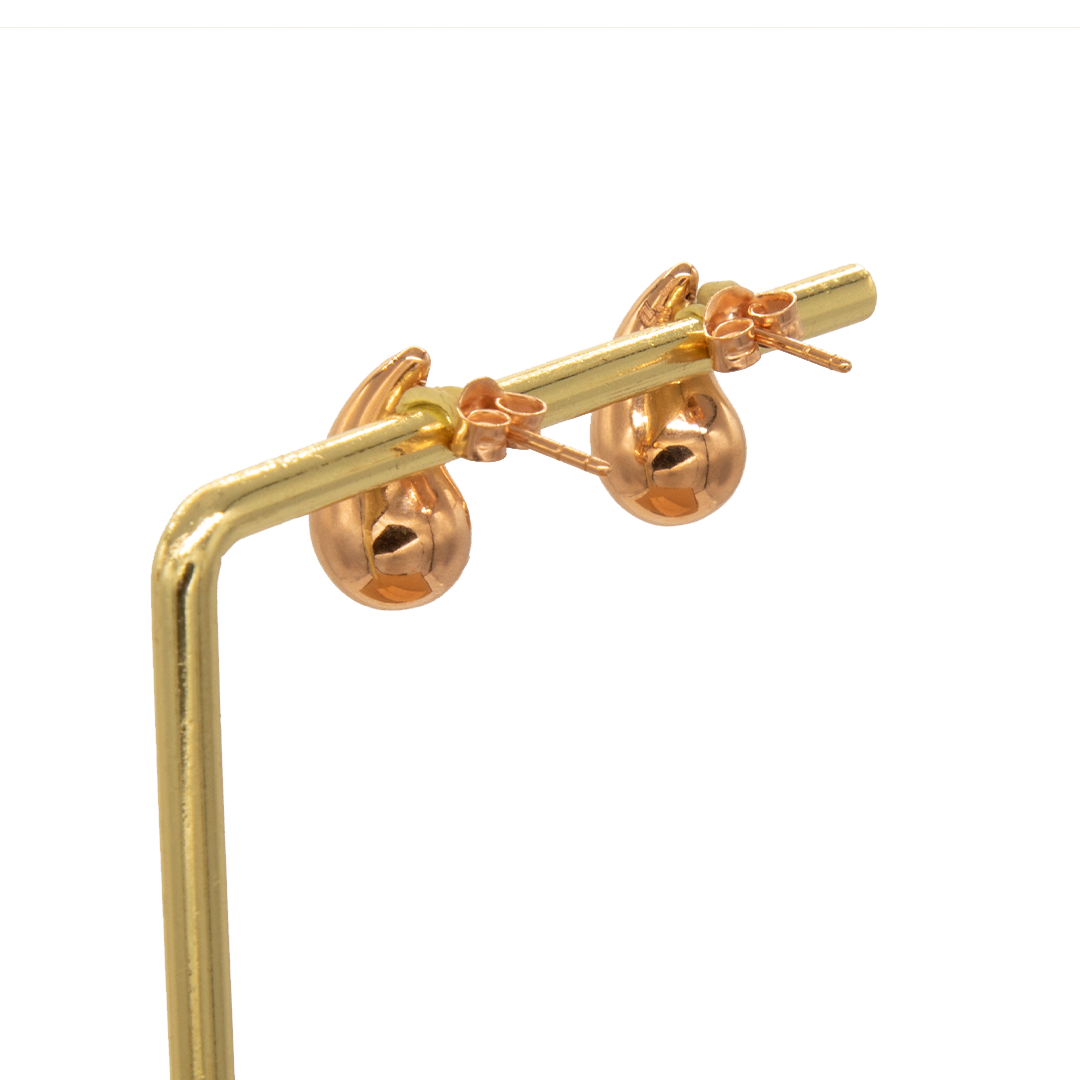 Gold 18KT Rose Polished Teardrop Earrings