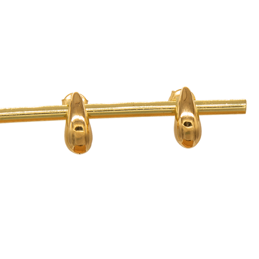Gold 18KT Mini Folded Teardrop Earrings