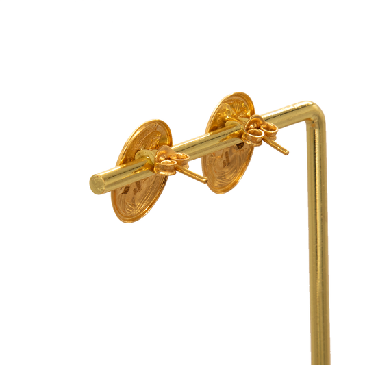 Gold 18KT Antique Lady Embossed Earrings